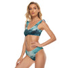 All-Over Print Women's Bikini Swimsuit With Ruffle Cuff Bra