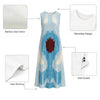 Blue Abstract Print Sleeveless A-Line Midi Dress