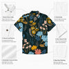 Men's Midnight Botanical Floral Slub Cotton Short Sleeve Casual Shirt