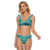 All-Over Print Women's Bikini Swimsuit With Ruffle Cuff Bra
