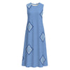 Blue Diamond Print Midi Dress