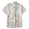 Men's White Floral Slub Cotton Short Sleeve Casual Shirt