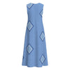 Blue Diamond Print Midi Dress