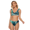 All-Over Print Women's Bikini Swimsuit With Ruffle Cuff Bra