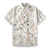Men's White Floral Slub Cotton Short Sleeve Casual Shirt