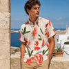 Men’s Abstract Floral Leaf Print Short-Sleeve Shirt