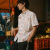 Men's Woodland Nature Print Slub Cotton Short Sleeve Casual Shirt