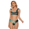 All-Over Print Women's Bikini Swimsuit With Ruffle Cuff Bra
