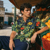Men's Wild Garden Floral Slub Cotton Short Sleeve Casual Shirt