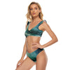 All-Over Print Women's Bikini Swimsuit With Ruffle Cuff Bra