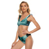 All-Over Print Women's Bikini Swimsuit With Ruffle Cuff Bra