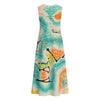 All-Over Print Women's Sleeveless Dress With Pocket|140GSM Slub Cotton