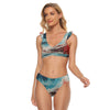 All-Over Print Women's Bikini Swimsuit With Ruffle Cuff Bra