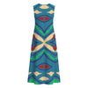 Abstract Geometric Print Sleeveless Midi Dress