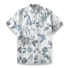Men’s Blue Floral Print Short-Sleeve Casual Shirt