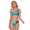 All-Over Print Women's Bikini Swimsuit With Ruffle Cuff Bra