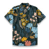 Men's Midnight Botanical Floral Slub Cotton Short Sleeve Casual Shirt