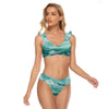 All-Over Print Women's Bikini Swimsuit With Ruffle Cuff Bra