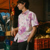 Men's Watercolor Orchid Floral Slub Cotton Short Sleeve Shirt