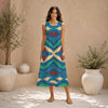 Abstract Geometric Print Sleeveless Midi Dress
