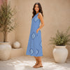 Blue Diamond Print Midi Dress