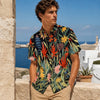 Men's Midnight Tropical Floral Slub Cotton Short Sleeve Shirt