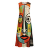 All-Over Print Women's Sleeveless Dress With Pocket|140GSM Slub Cotton