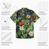 Men's Wild Garden Floral Slub Cotton Short Sleeve Casual Shirt