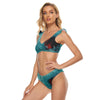 All-Over Print Women's Bikini Swimsuit With Ruffle Cuff Bra