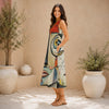 All-Over Print Women's Sleeveless Dress With Pocket|140GSM Slub Cotton