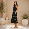 Black Sleeveless A-Line Midi Dress