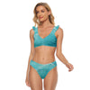 All-Over Print Women's Bikini Swimsuit With Ruffle Cuff Bra
