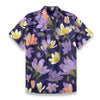 Men's Purple Floral Slub Cotton Short Sleeve Casual Shirt