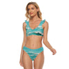 All-Over Print Women's Bikini Swimsuit With Ruffle Cuff Bra