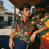 Men's Midnight Tropical Floral Slub Cotton Short Sleeve Shirt