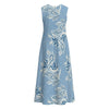 Blue Paisley Print Sleeveless A-Line Midi Dress