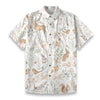 Men's Woodland Nature Print Slub Cotton Short Sleeve Casual Shirt