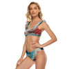 All-Over Print Women's Bikini Swimsuit With Ruffle Cuff Bra