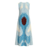 Blue Abstract Print Sleeveless A-Line Midi Dress