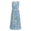 Blue Paisley Print Sleeveless A-Line Midi Dress