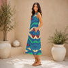Abstract Geometric Print Sleeveless Midi Dress