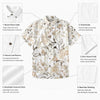 Men's White Floral Slub Cotton Short Sleeve Casual Shirt