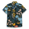 Men's Midnight Botanical Floral Slub Cotton Short Sleeve Casual Shirt