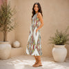Women’s Abstract Ikat Print Sleeveless Midi Dress