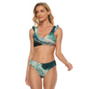 All-Over Print Women's Bikini Swimsuit With Ruffle Cuff Bra