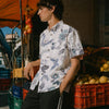 Men’s Blue Floral Print Short-Sleeve Casual Shirt